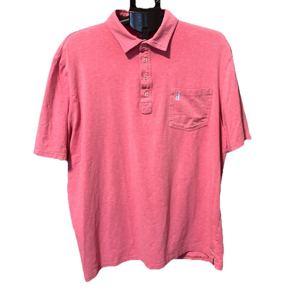 Johnnie-O Hangin Out Mens 2X Coral Heather Short Sleeve Pocket Polo Shirt‎ Red